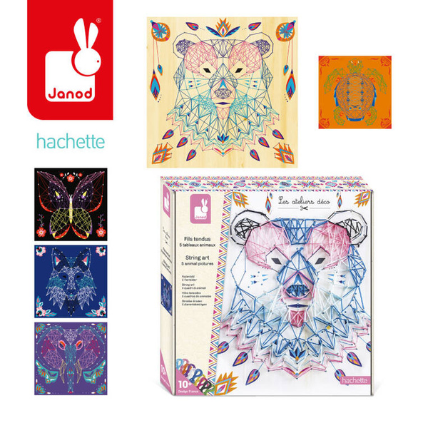 Zestaw kreatywny Przeplatanka 3D String art Zwierzęta 10+, Janod