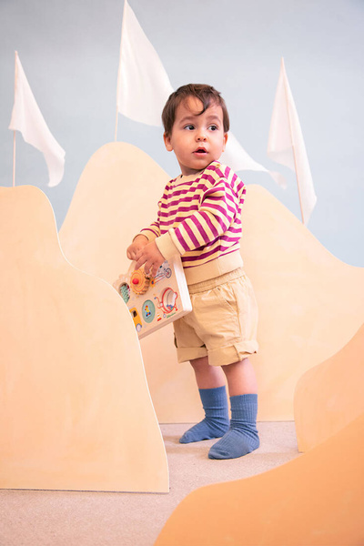 Drewniana tablica manipulacyjna, walizka Pojazdy dla dzieci 12 m+, Lilliputiens