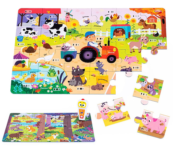 Puzzle interaktywne, dźwiękowe, Robot Robby, Farma i Las, Dumel Discovery