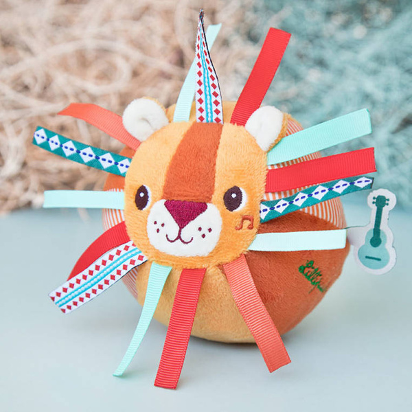 Piłeczka sensoryczna z dzwoneczkiem Lew Jack, dla dzieci 6 m+, Lilliputiens