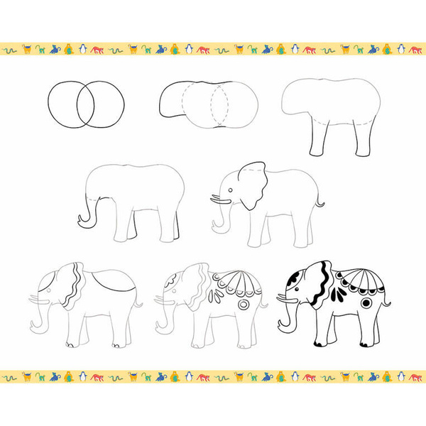 Zestaw kreatywny Rysowanie krok po kroku Zwierzęta 6+, Janod