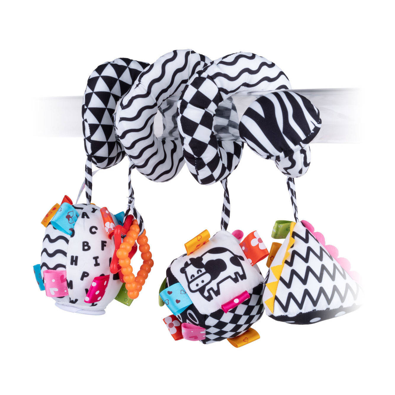 Kontrastowa spiralka do łóżeczka Balibazoo zabawka sensoryczna