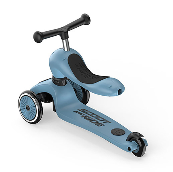 Scoot and Ride HK1 Push and Go 2w1 jeździk i hulajnoga dla dzieci 1-5 lat, kolor: Steel