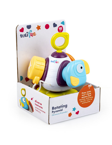 Zabawki sensoryczne dla dzieci - Obrotowa Piramidka, 18 m+, Tuli Fun, Dumel