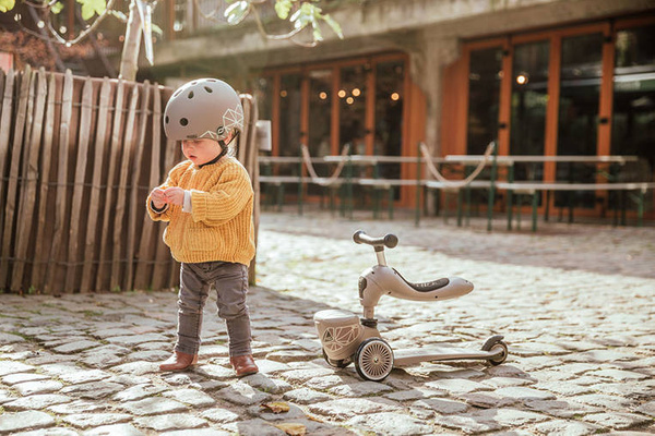 Scoot and Ride HK1 Lifestyle 2w1 jeździk i hulajnoga dla dzieci 1-5 lat, kolor: Brown Lines