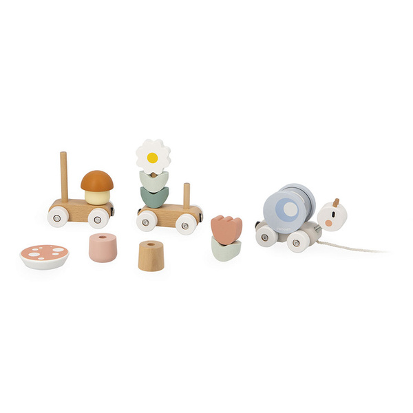 Magnetyczny pociąg z klockami do ciągnięcia Ślimak, 12m+, Janod