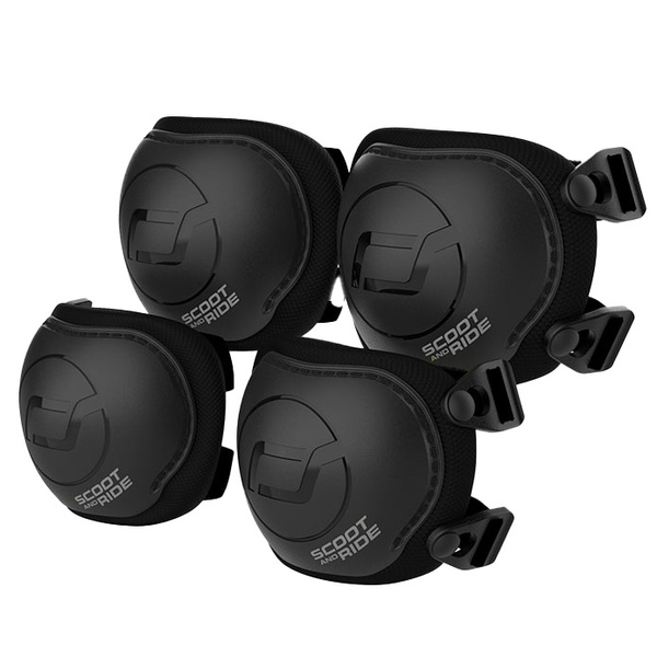 Zestaw: Scoot and Ride Kask dla dzieci 3+ rozm. S-M, kolor: Black (czarny) + ochraniacze rozm. S