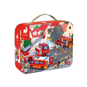 Puzzle w walizce Strażacy 24 elementy, dla dzieci, 3 lata+, Janod