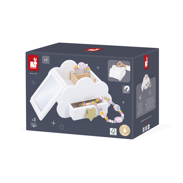 Szkatułka na biżuterię z lusterkiem, naszyjnikiem dla dziewczynki, 3+, Janod