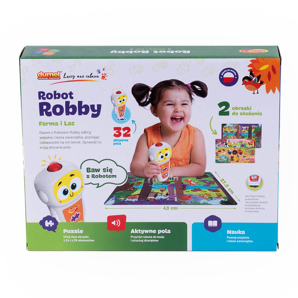 Puzzle interaktywne, dźwiękowe, Robot Robby, Farma i Las, Dumel Discovery