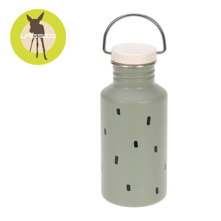 Bidon ze stali nierdzewnej 500 ml Happy Prints oliwkowy Lassig dla dzieci szkolnych