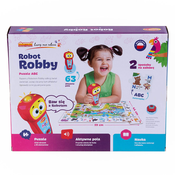 Robot Robby interaktywne puzzle ABC dla dzieci 3 lata+, Dumel Discovery