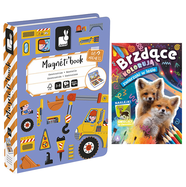 Układanka magnetyczna Magnetibook Plac budowy, dla dzieci, 3-8 lat, Janod
