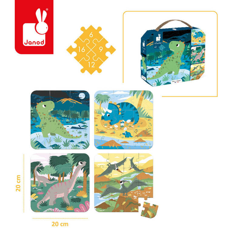 Puzzle progresywne Dinozaury Janod FSC certyfikat