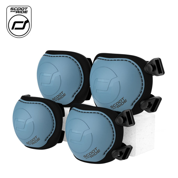 Zestaw: Scoot and Ride Kask dla dzieci 3+ rozm. S-M, kolor: Steel + ochraniacze rozm. S