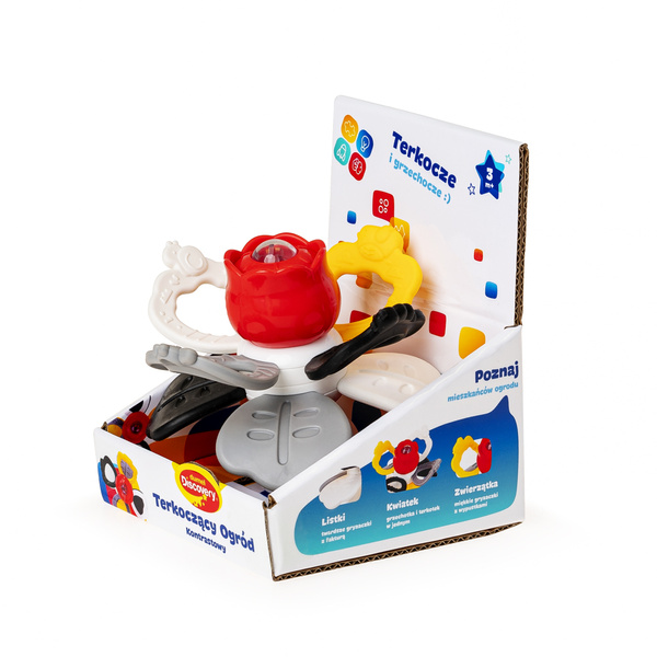 Zabawka sensoryczna - Terkoczący Ogród, kontrastowy, dla dzieci, 3m+, Dumel