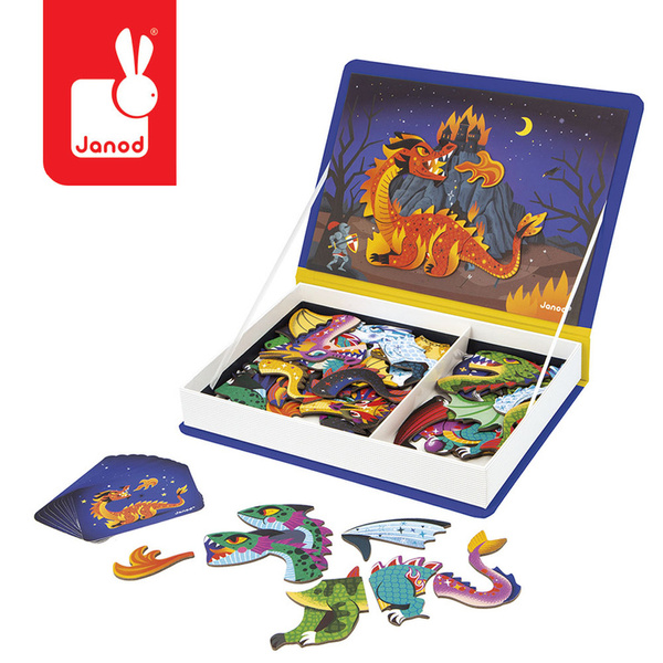 Układanka magnetyczna Magnetibook Smoki, dla dzieci, 3-8 lat, Janod