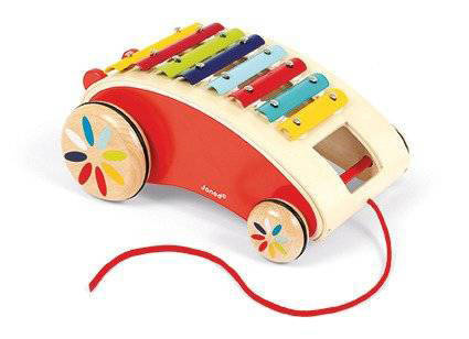 Metalowe cymbałki na wózeczku - instrument muzyczny dla dzieci 18 m+, Janod