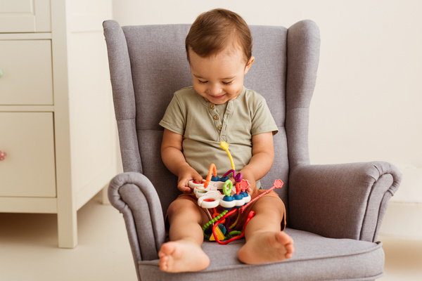 Zabawki sensoryczne - Motyl Kolorowe Linki, dla dzieci, 18 m+, Tuli Fun, Dumel