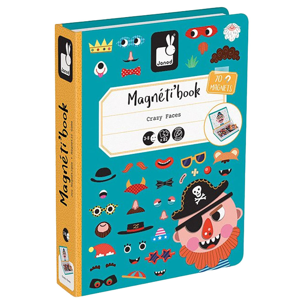 Magnetyczna układanka Janod Magnetibook Śmieszne buzie Chłopiec