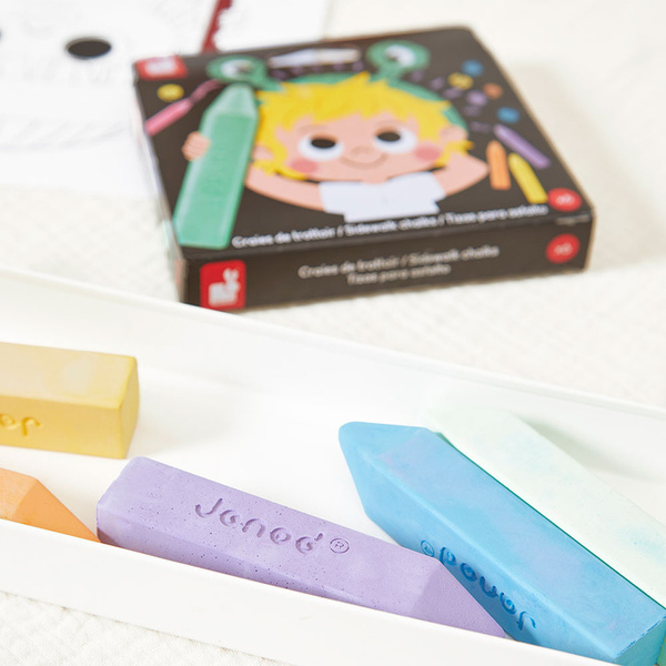 Zestaw kreatywny - Kreda chodnikowa 6 kolorów, dla dzieci, 3 lata+, Janod