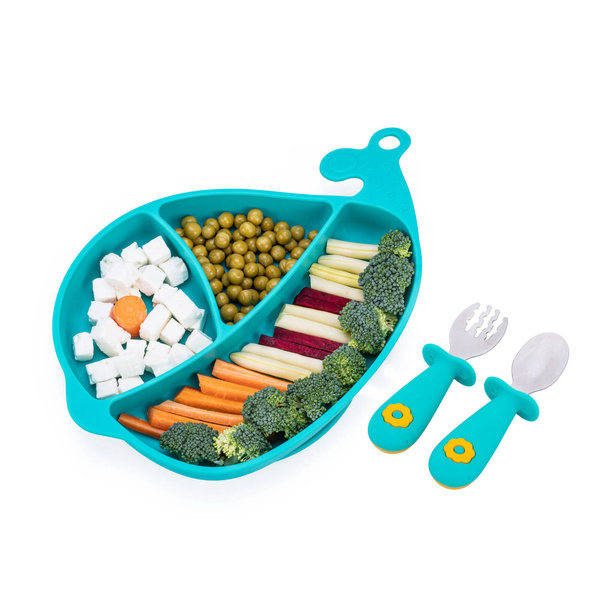 Zestaw Wieloryb - Talerz + sztućce Morski, Giligums