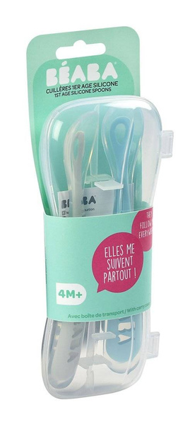 Zestaw łyżeczek silikonowych 4 m+ Windy Blue, 2 szt., Beaba
