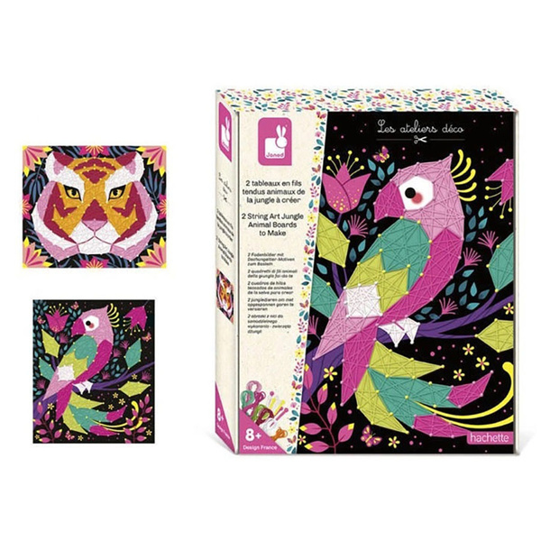 Zestaw kreatywny Przeplatanka 3D String art Zwierzęta dżungli 8+, Janod