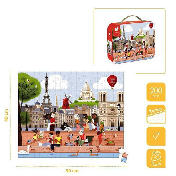 Puzzle w walizce Paryż 200 elementów 7+, Janod