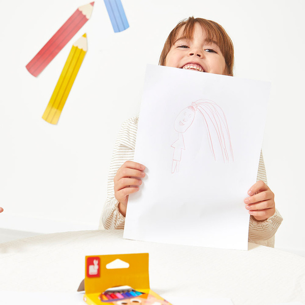 Zestaw kreatywny - Kredki ołówkowe zmazywalne z gumką, 3 lata+, Janod