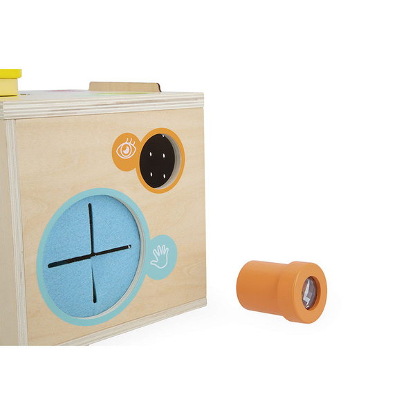 Kostka sensoryczna drewniana - zabawka edukacyjna, dla dzieci, 18 m+, Janod