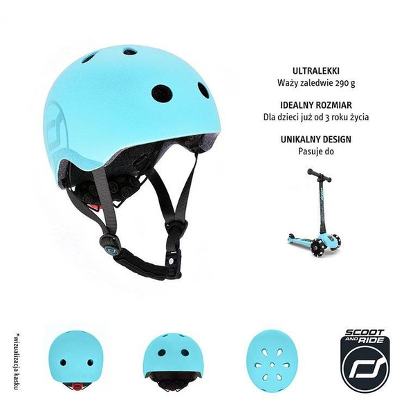 Scoot and Ride Kask dla dzieci 3+ rozm. S-M, kolor: Blueberry