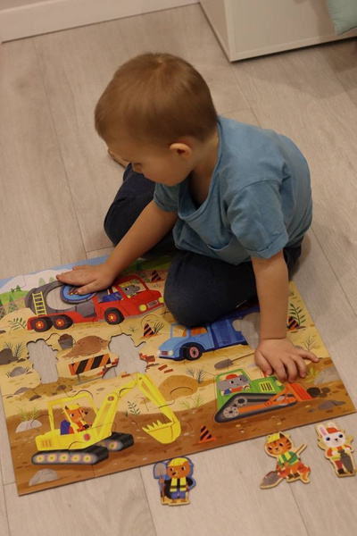 Puzzle podłogowe Plac budowy z unikalnymi kształtami 25 elementów 2+, Mudpuppy