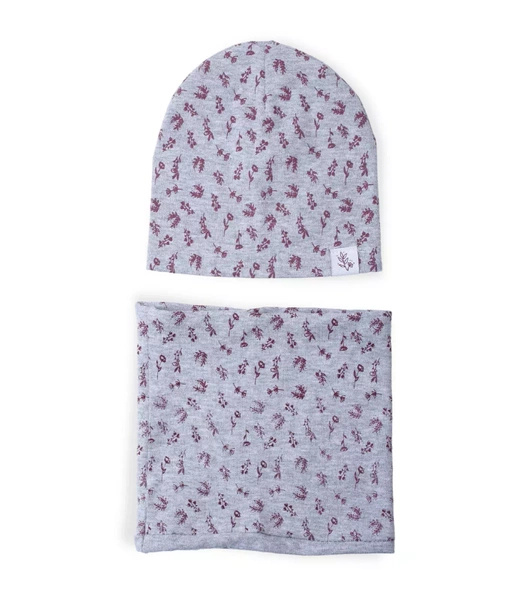 Sinsay Czapka i komin z motywem kwiatowym