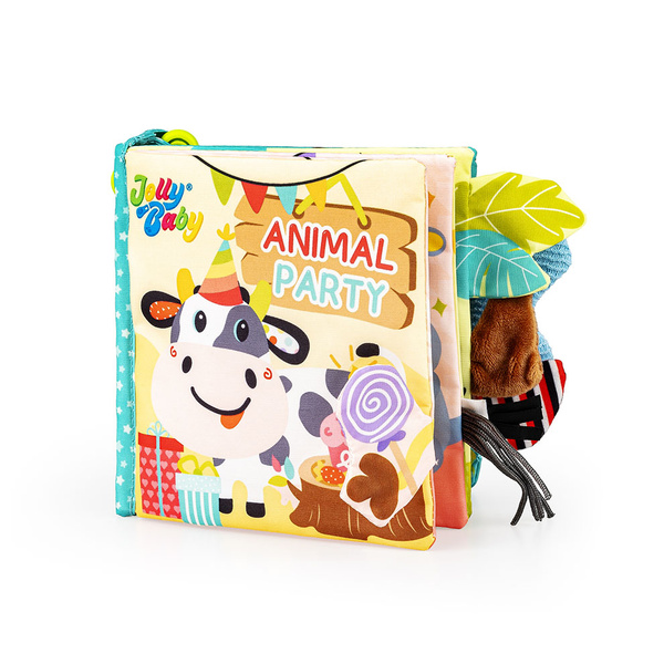 Książeczka sensoryczna - Zwierzaki na urodzinach, 0 m+, Jolly Baby