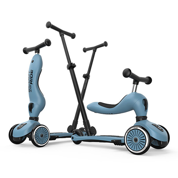Scoot and Ride HK1 Push and Go 2w1 jeździk i hulajnoga dla dzieci 1-5 lat, kolor: Steel