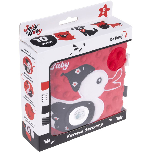 Książeczka sensoryczne Farma Sensory, 10 stron, dla dzieci 0 m+, Jolly Baby