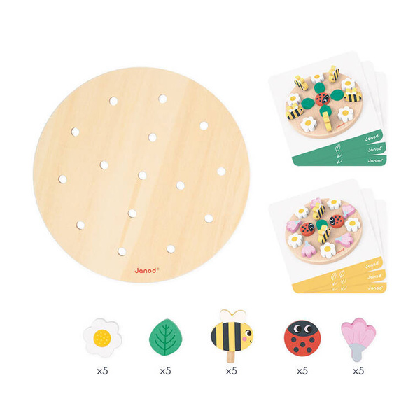 Układanka drewniana rozwojowa Moja pierwsza mandala dla dzieci 2+, Janod