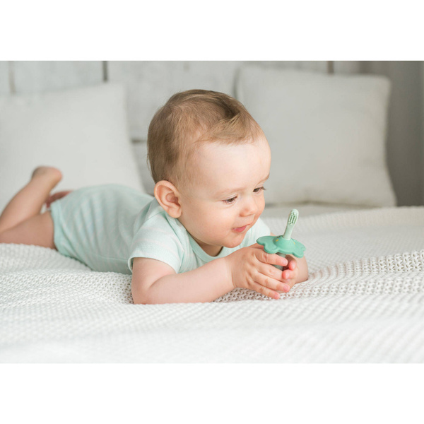 Silikonowa Szczoteczka Słoń Zielona 2w1, Giligums