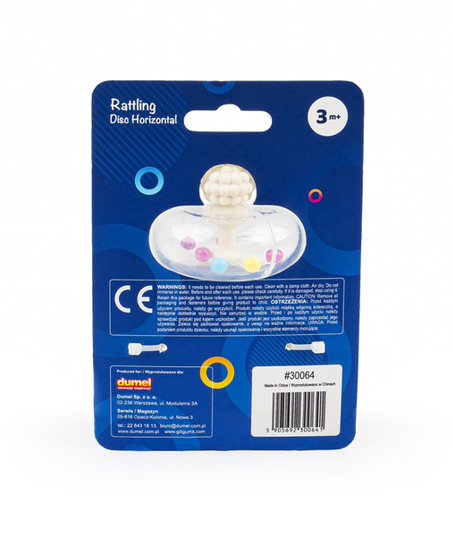 Grzechotka - Grzechoczący Dysk Horyzontalny, dla dzieci, 3 m+, GiliGums