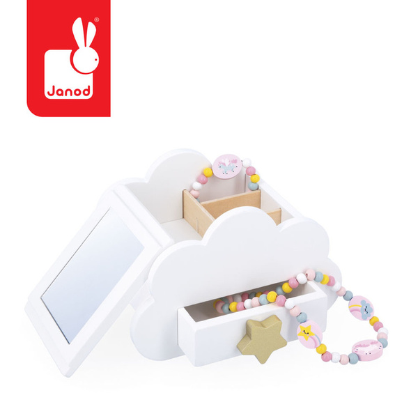 Szkatułka na biżuterię z lusterkiem, naszyjnikiem dla dziewczynki, 3+, Janod