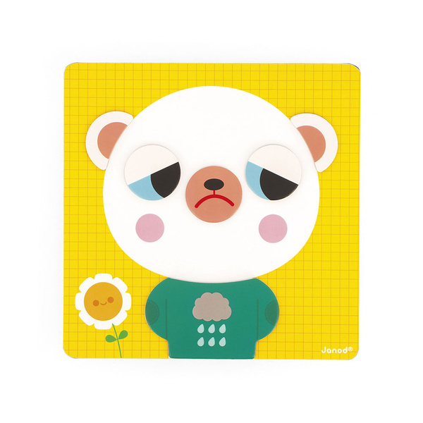 Magnetyczna układanka Emocje Miś, drewniana dla dzieci 2 lata+, Janod