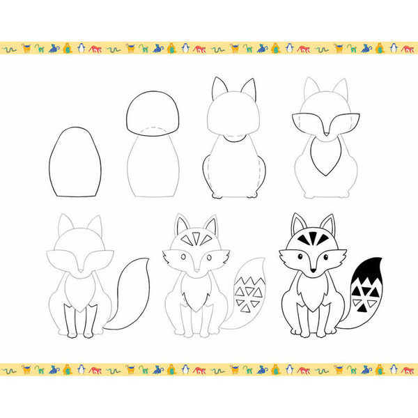 Zestaw kreatywny Rysowanie krok po kroku Zwierzęta 6+, Janod