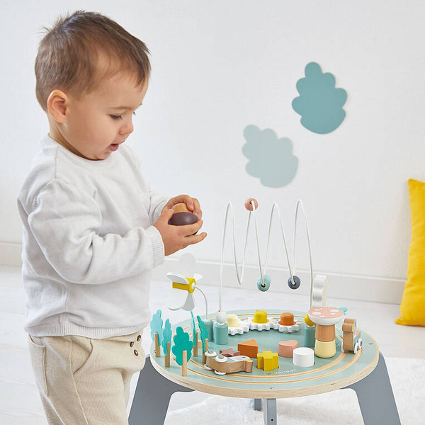 Stolik edukacyjny drewniany Ogród - zabawka wielofunkcyjna 12 m+, Janod