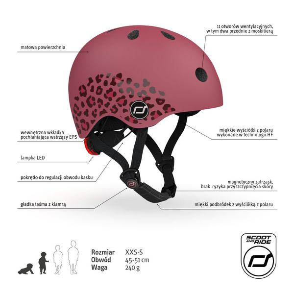 Scoot and Ride Kask dla dzieci 1-5 lat rozm. XXS-S, kolor: Wildcat