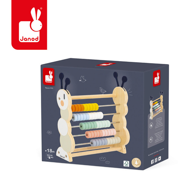 Zabawki drewniane - liczydło Gąsienica Sweet Cocoon, 18 m+, Janod