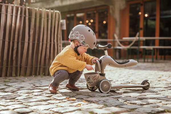 Scoot and Ride HK1 Lifestyle 2w1 jeździk i hulajnoga dla dzieci 1-5 lat, kolor: Brown Lines