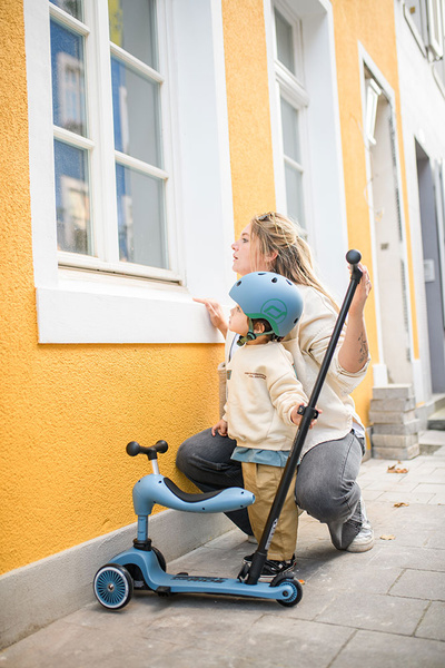 Scoot and Ride HK1 Push and Go 2w1 jeździk i hulajnoga dla dzieci 1-5 lat, kolor: Steel