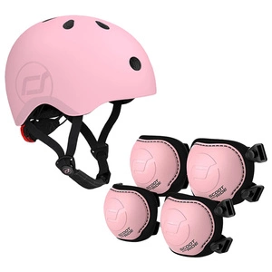 Zestaw: Scoot and Ride Kask dla dzieci 3+ rozm. S-M, kolor: Rose + ochraniacze rozm. S