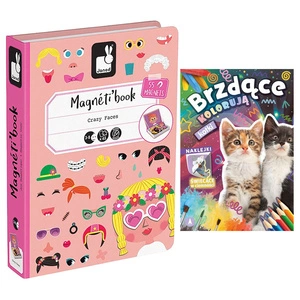Magnetibook Magnetyczna układanka Śmieszne buzie Dziewczynka, Janod